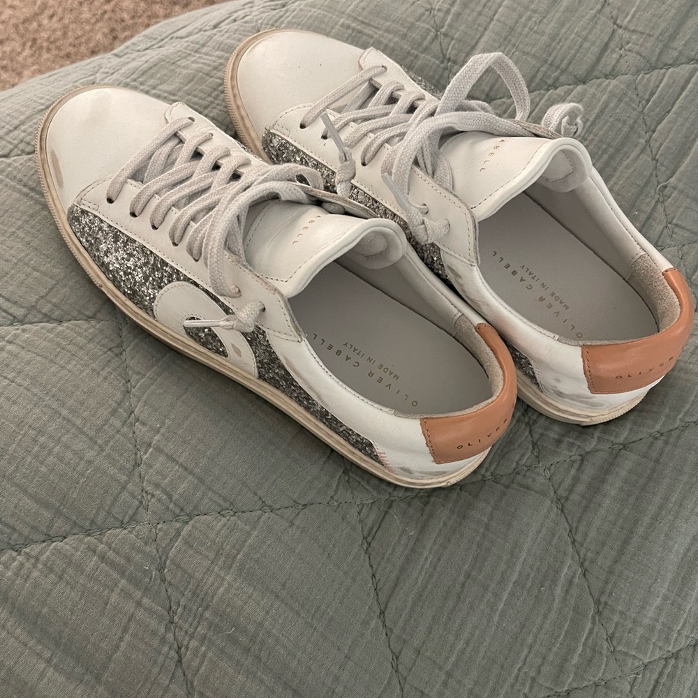 Oliver Cabell White and Silver Sneakers Retro-Inspired Design